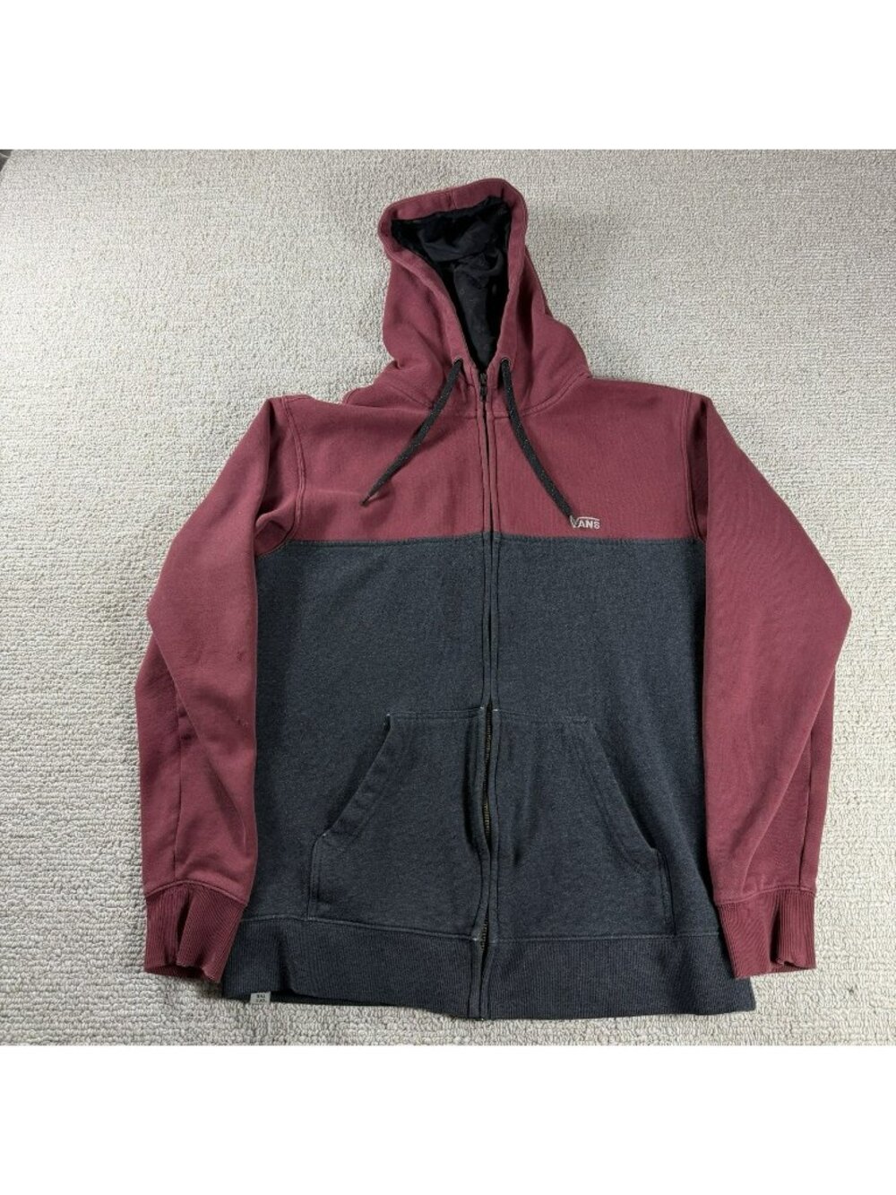 VANS off the Wall Full Zip Fleece Jacket Maroon Black Men’s Size Small